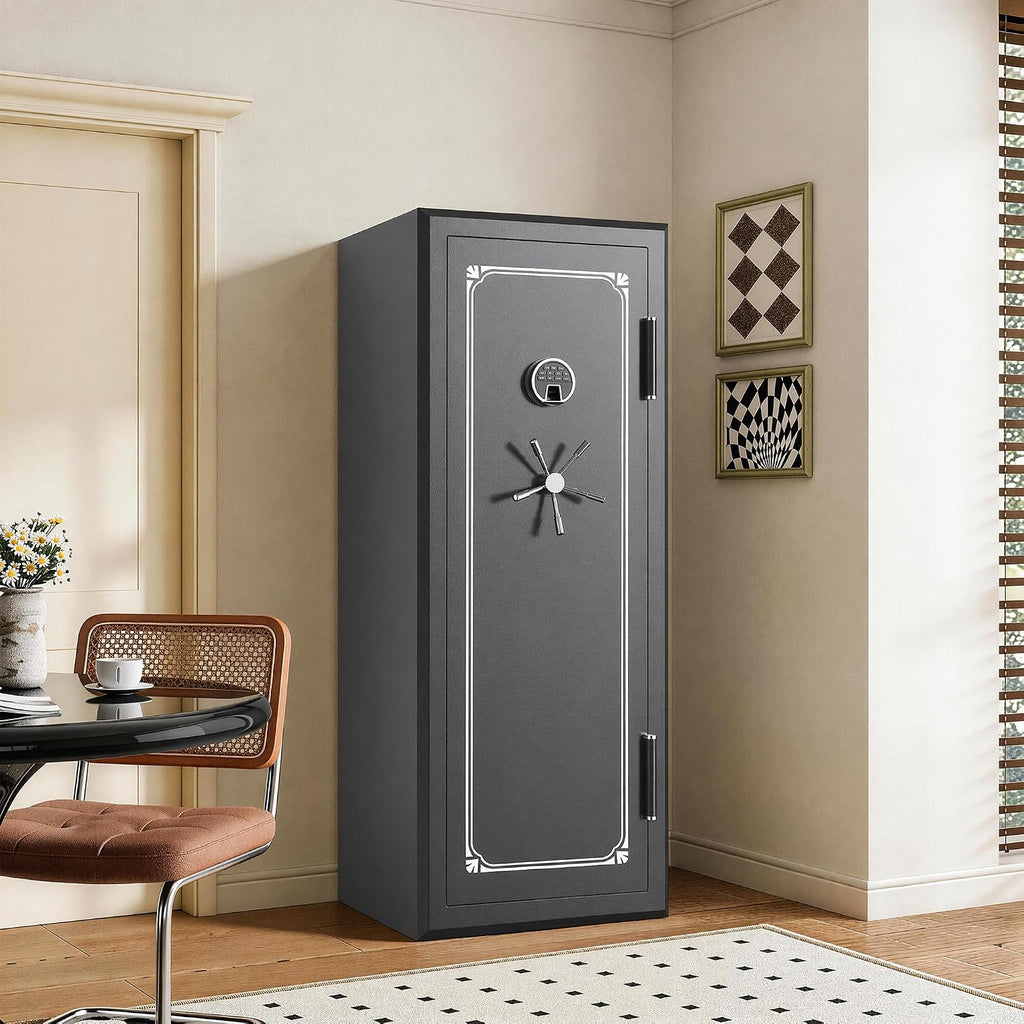 34-Gun Fireproof Safe for Rifles & Pistols, Biometric Gun Safe with Fingerprint, Keypad & Key Access