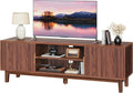 54 Inch Fluted TV Stand for TVs Up to 55, 60 Inch, Mid Century Modern Entertainment Center with Storage