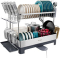 Large Dish Drying Rack, Multipurpose 2 Tier Dish Racks for Kitchen Counter, 304 Stainless