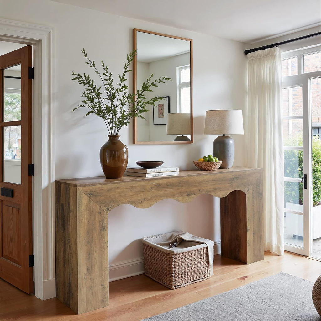 Tribesigns 63" Farmhouse Console Table, Wooden Couch Table Behind Sofa with Storage, Long Entryway