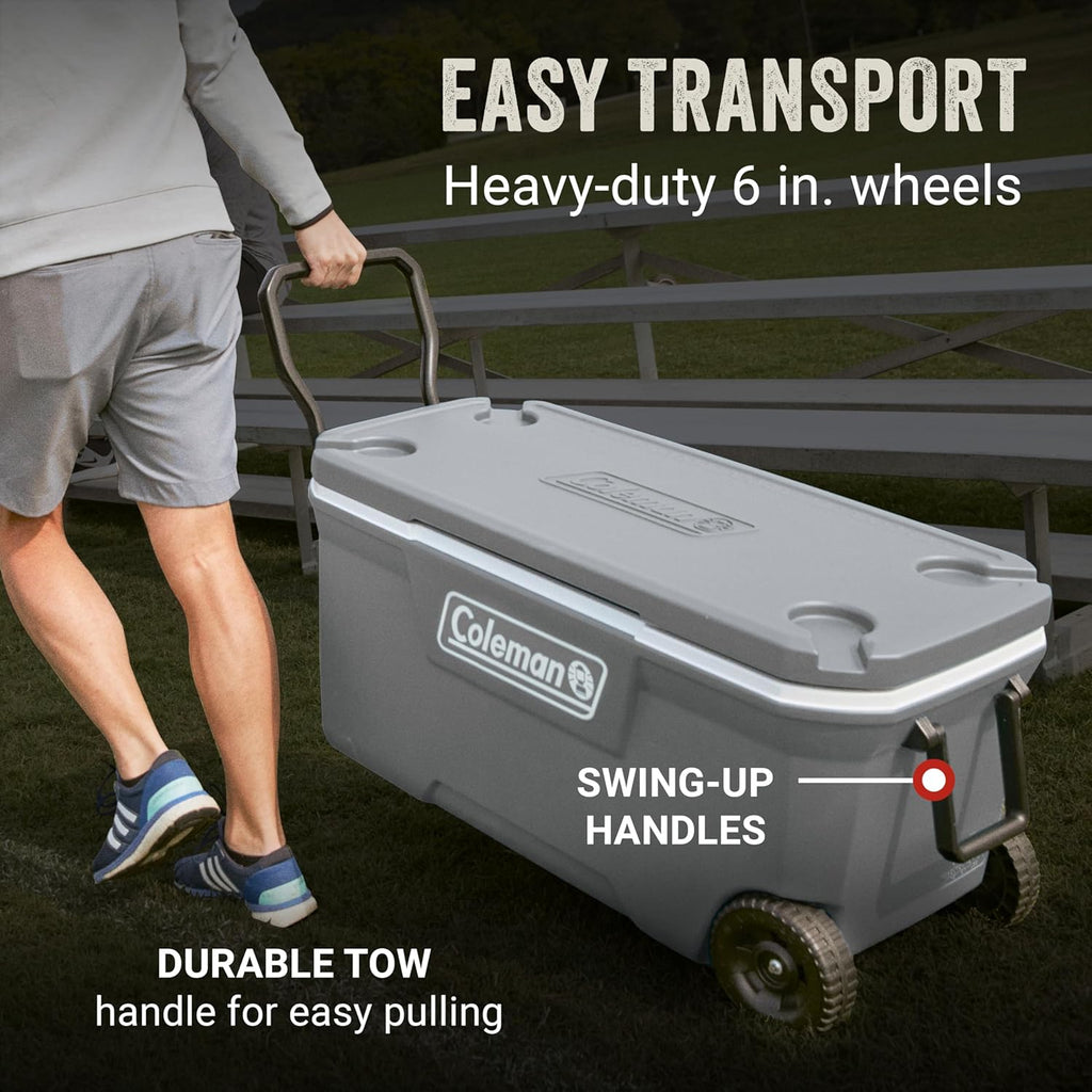 Coleman Classic Series Insulated Portable Rolling Cooler with Wheels, Leak-Resistant
