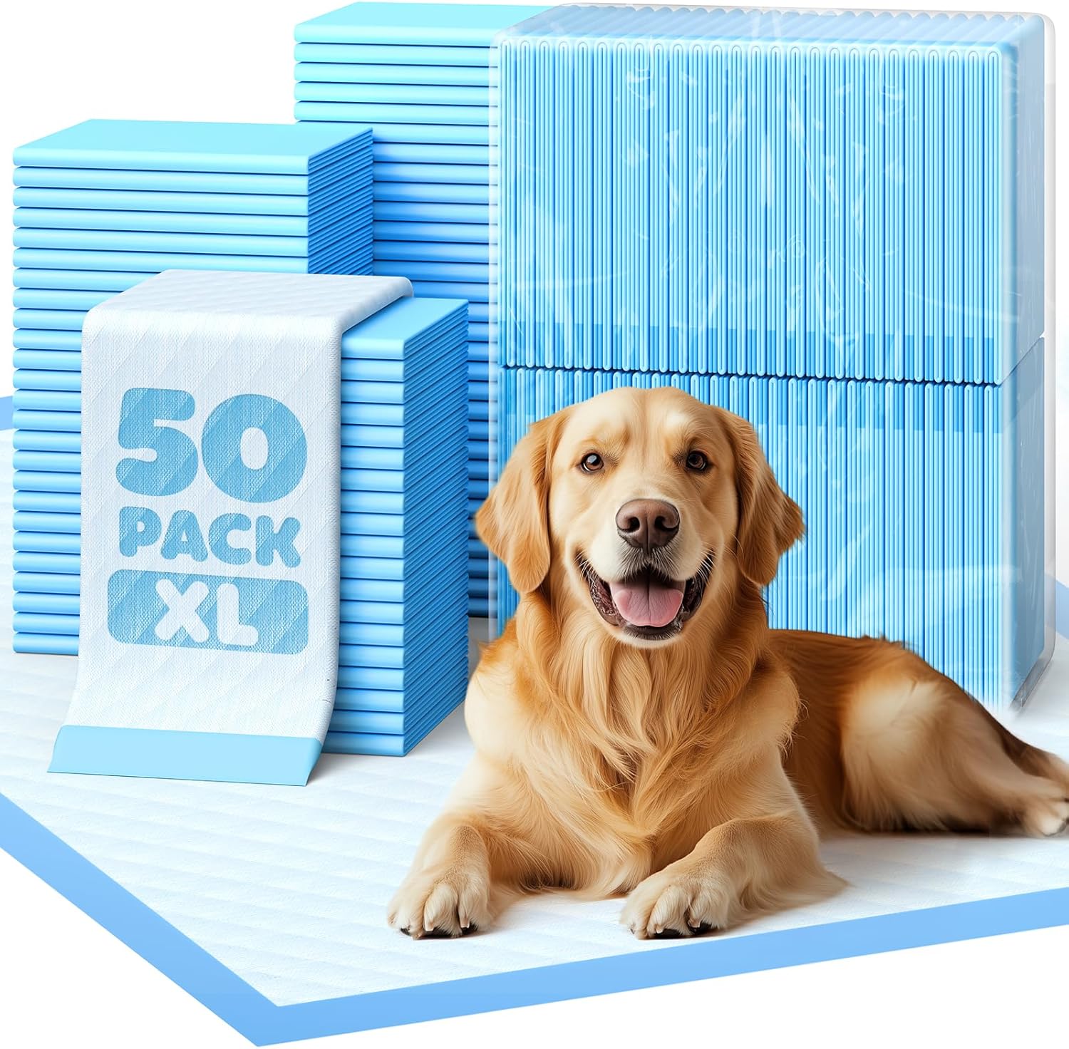 50-Pack Extra Large Pee Pads - 34" x 28" Puppy Pads for Dogs with 6-Layer Leakproof Protection