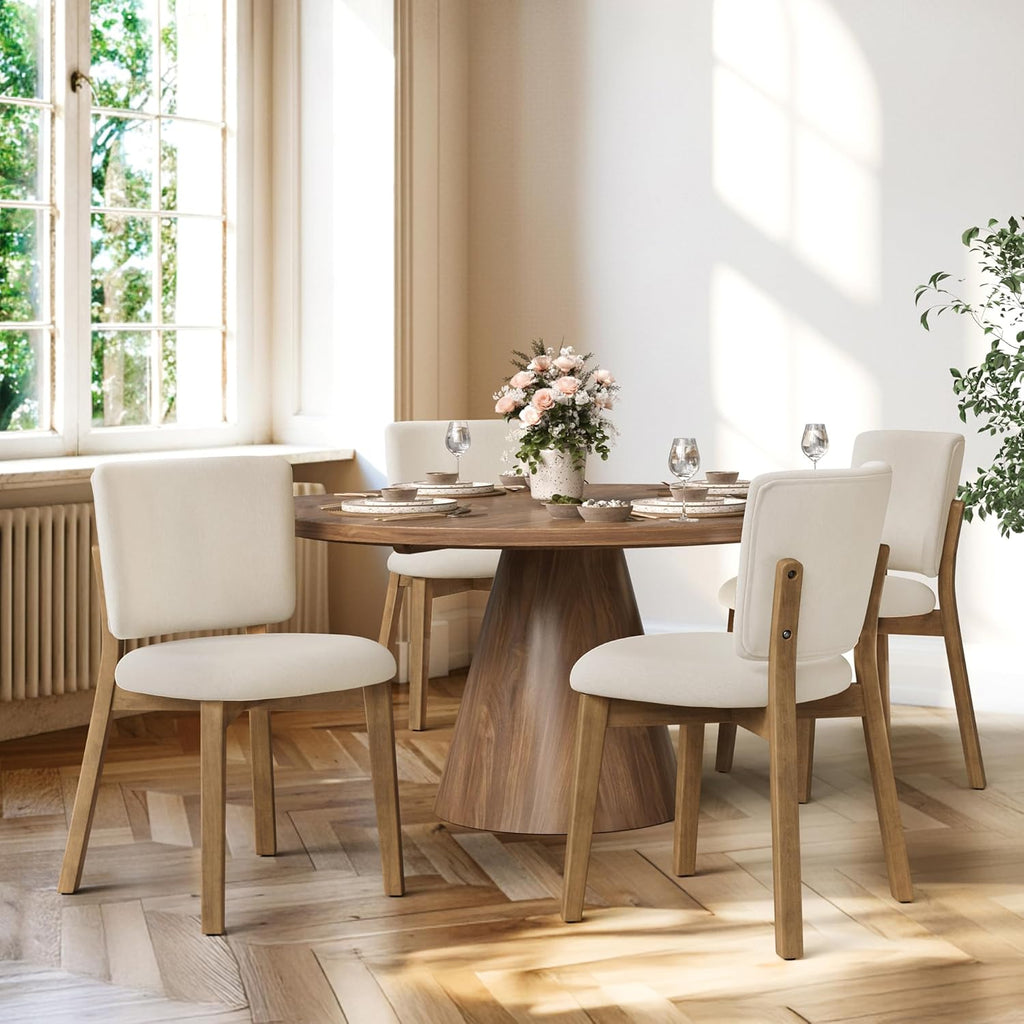 LUE BONA Wooden Dining Chairs Set of 4, Comfortable Wide Back Kitchen Side Chairs