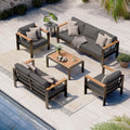 Aluminum Outdoor Patio Furniture Set with Coffee Table, 5 Piece Patio Conversation Sets with Washable Thick Cushions