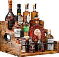 KLM Liquor Bottle Display Shelf, Coffee Syrup Rack Organizer, 3 Step Countertop Liquor Wine Rack