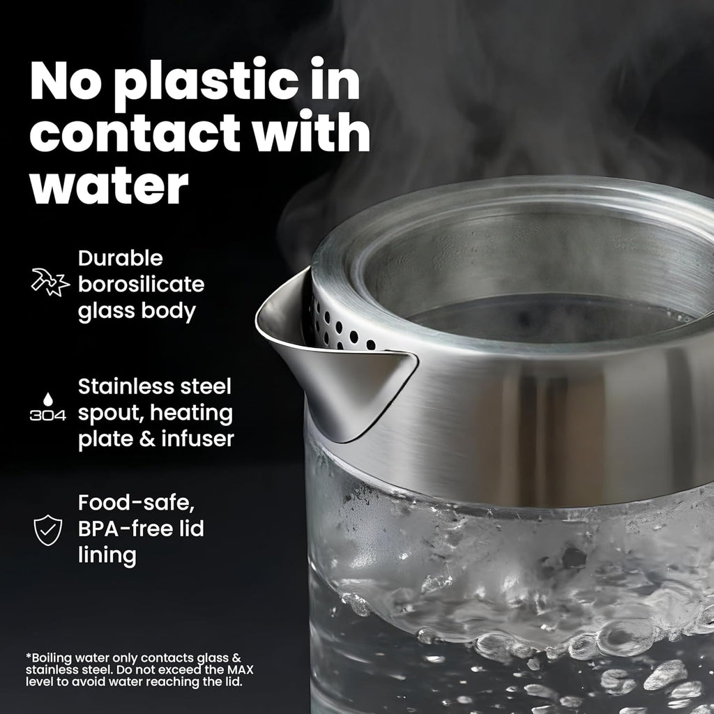 Viante Alba Electric Tea Kettle with Infuser, No Plastic In Contact With Water