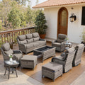 Luxury 6" Thick Cushioned 10 Pieces Patio Furniture Set with Outdoor Couch, Wicker Outdoor Conversation Set