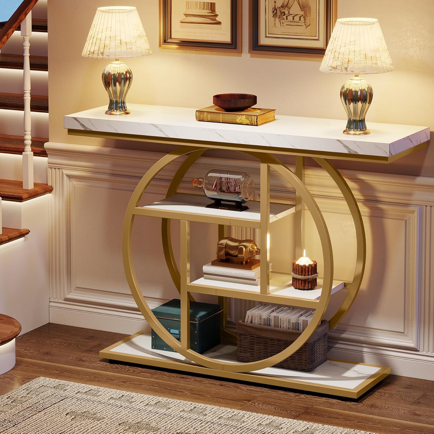 Tribesigns 41.3" Console Table, Industrial 4-Tier Sofa Entryway Table