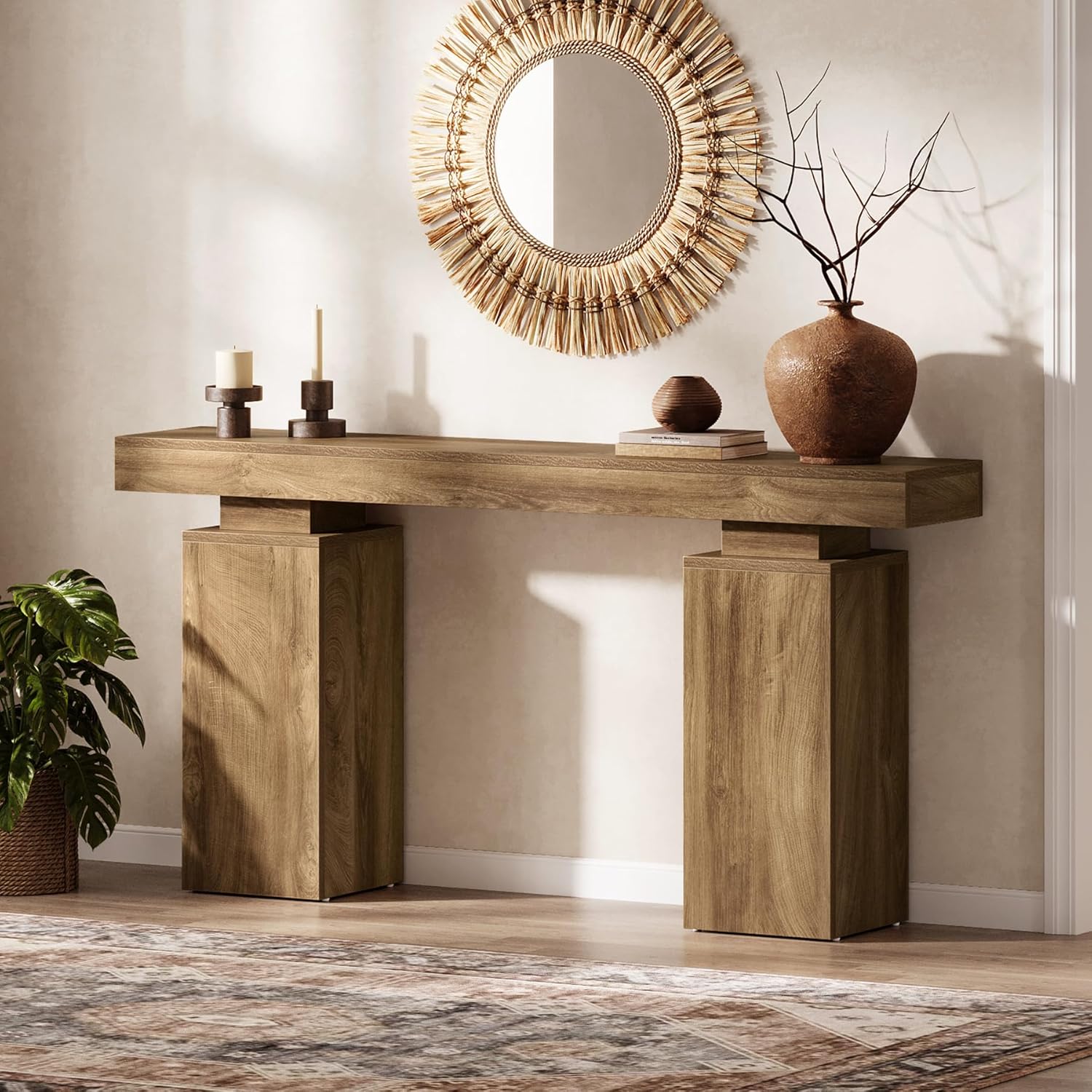 Tribesigns 63-Inch Long Console Table, Farmhouse Entryway Table Behind Couch, Wooden Foyer Stand Entry