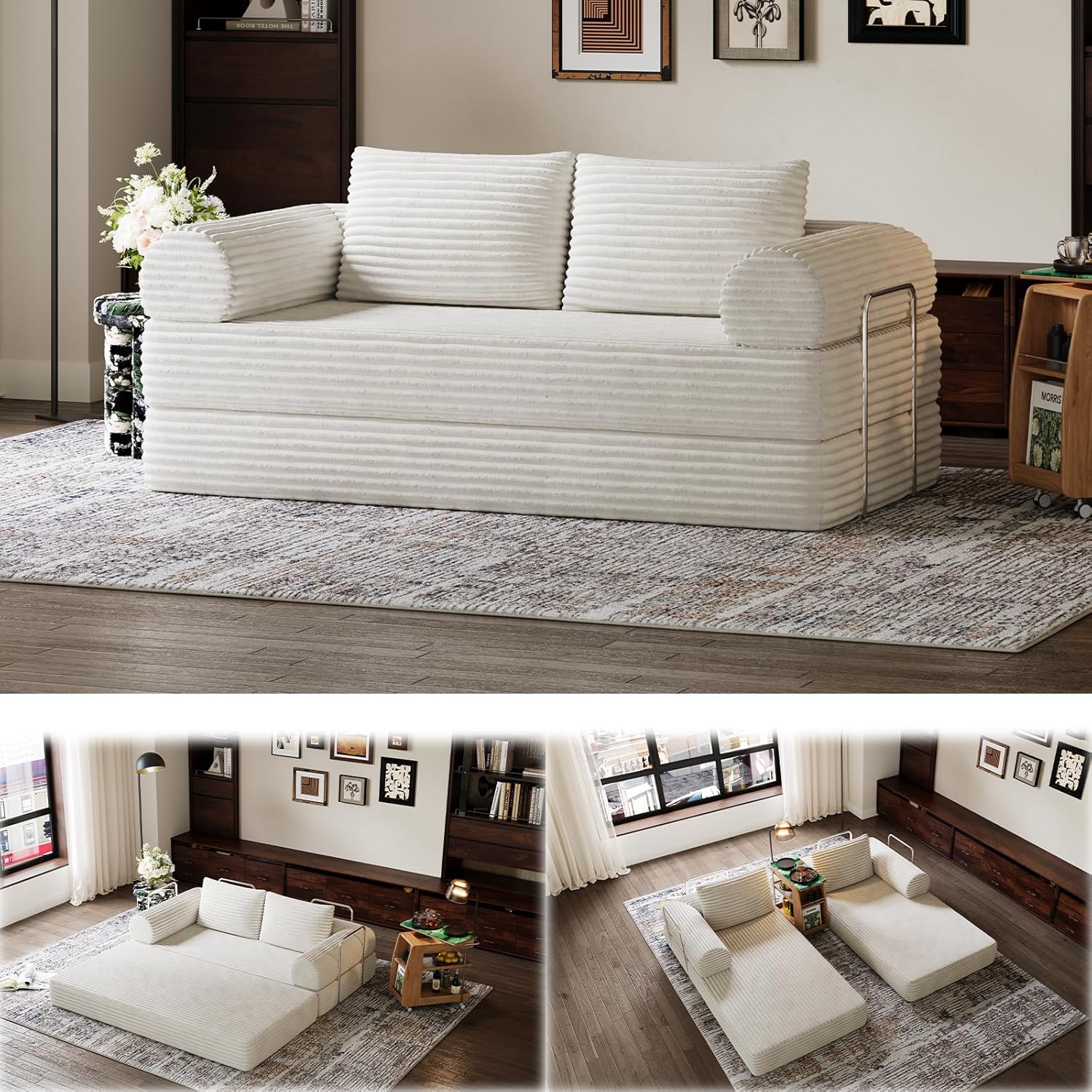 Novilla 75" Convertible Futon Sofa Bed, Boneless Couch with Smarts Coil®