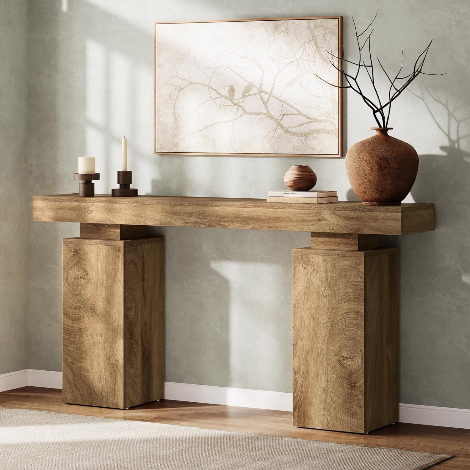 Tribesigns 63-Inch Long Console Table, Farmhouse Entryway Table Behind Couch, Wooden Foyer Stand Entry