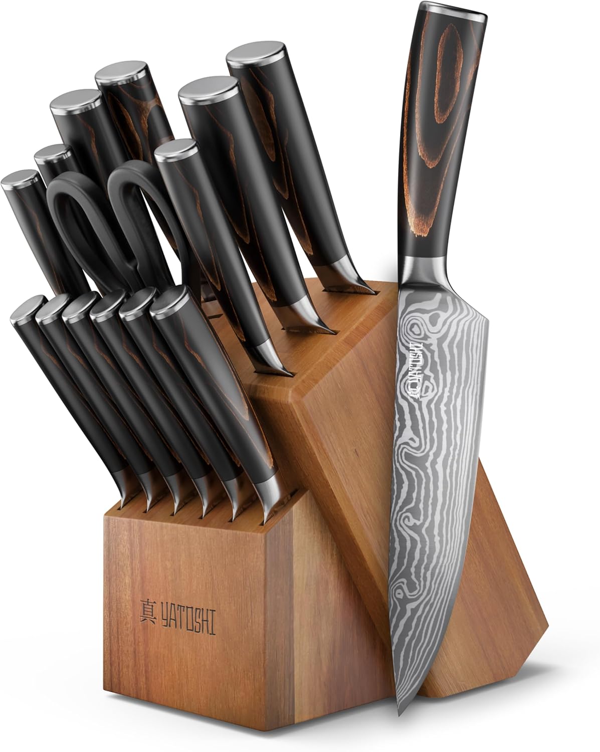 Yatoshi Professional Kitchen Knife Set, 15 Pieces