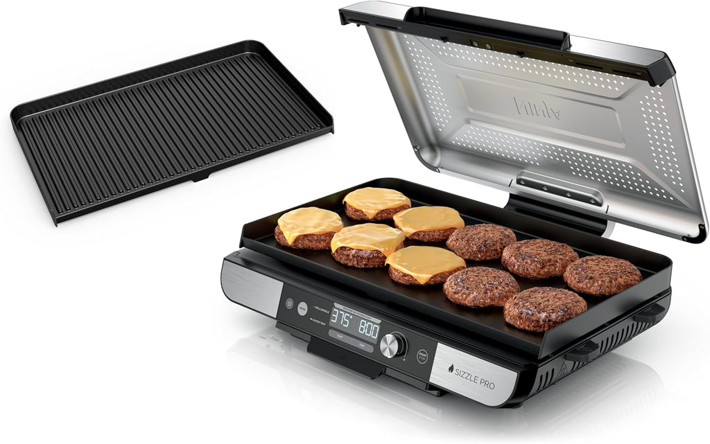 Ninja Sizzle Pro XL 20-Inch Indoor Griddle + Grill, Detachable Ventilated Lid, Grease Control