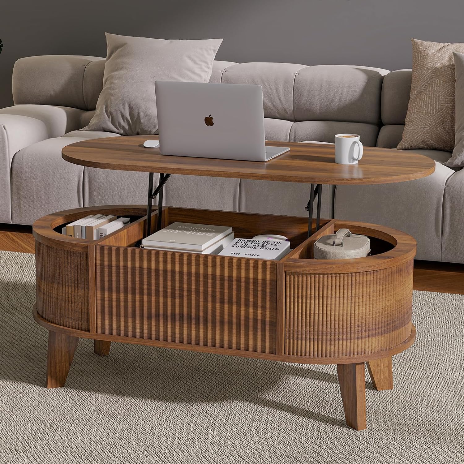 LYNCOHOME Fluted Lift Top Coffee