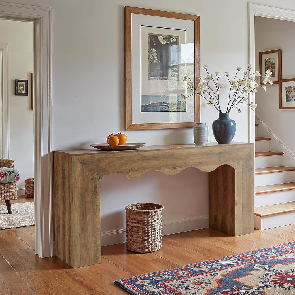 Tribesigns 63" Farmhouse Console Table, Wooden Couch Table Behind Sofa with Storage, Long Entryway