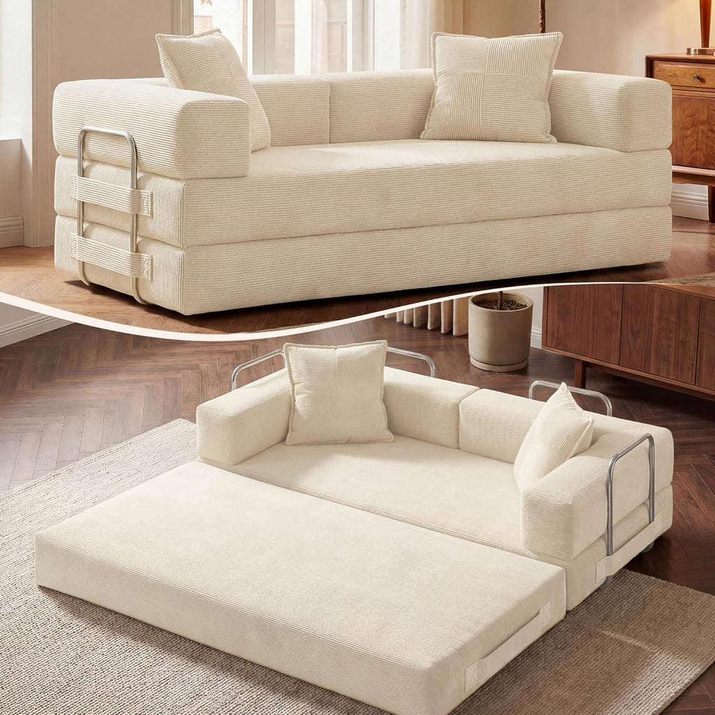 78 Inch Convertible Sofa Bed, 5-in-1 Futon Sofa Bed Pull Out Couch