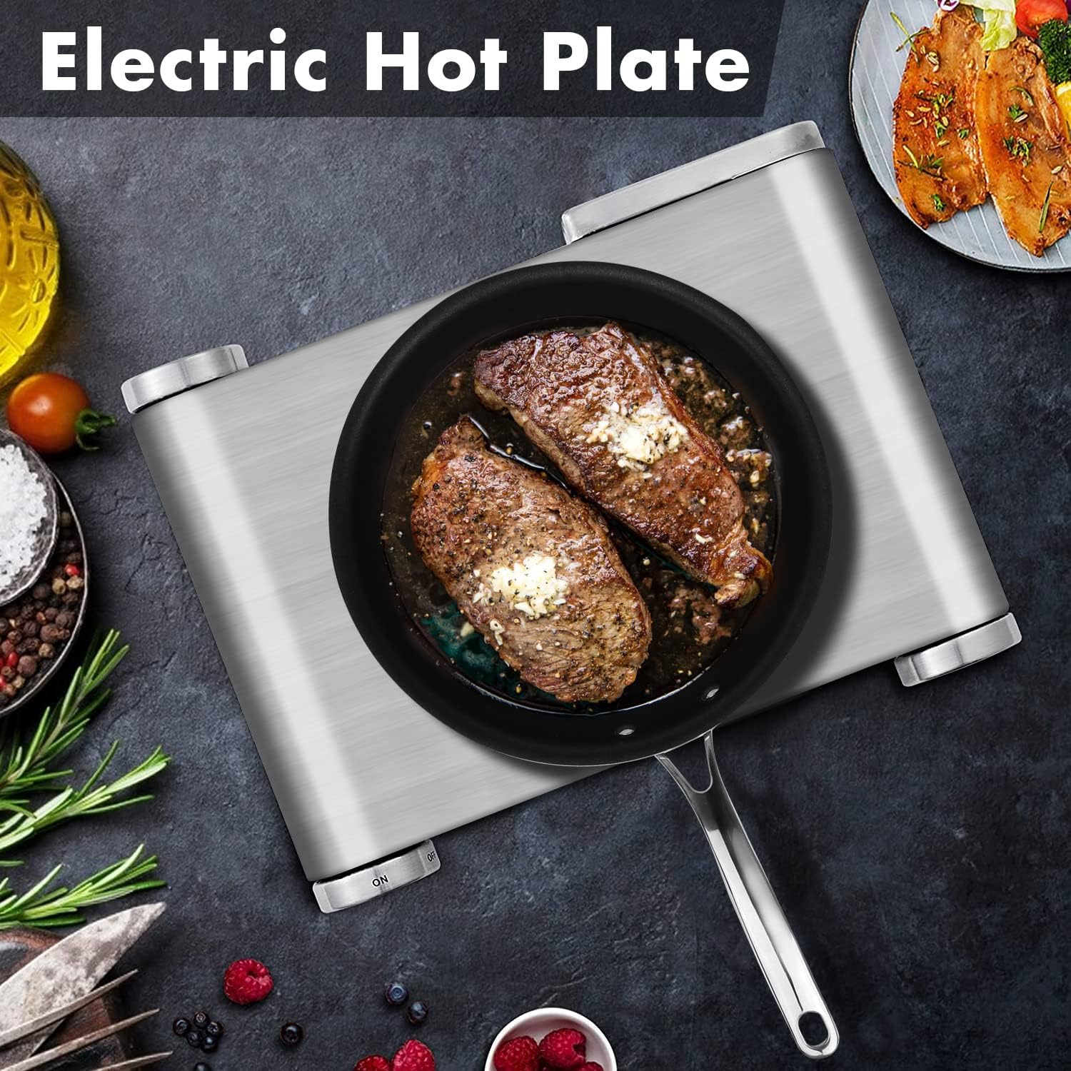 Hot Plate, CUSIMAX Electric Burner 1500W Hot Plate Cooking Single Burner Electric Stove with Heat-up
