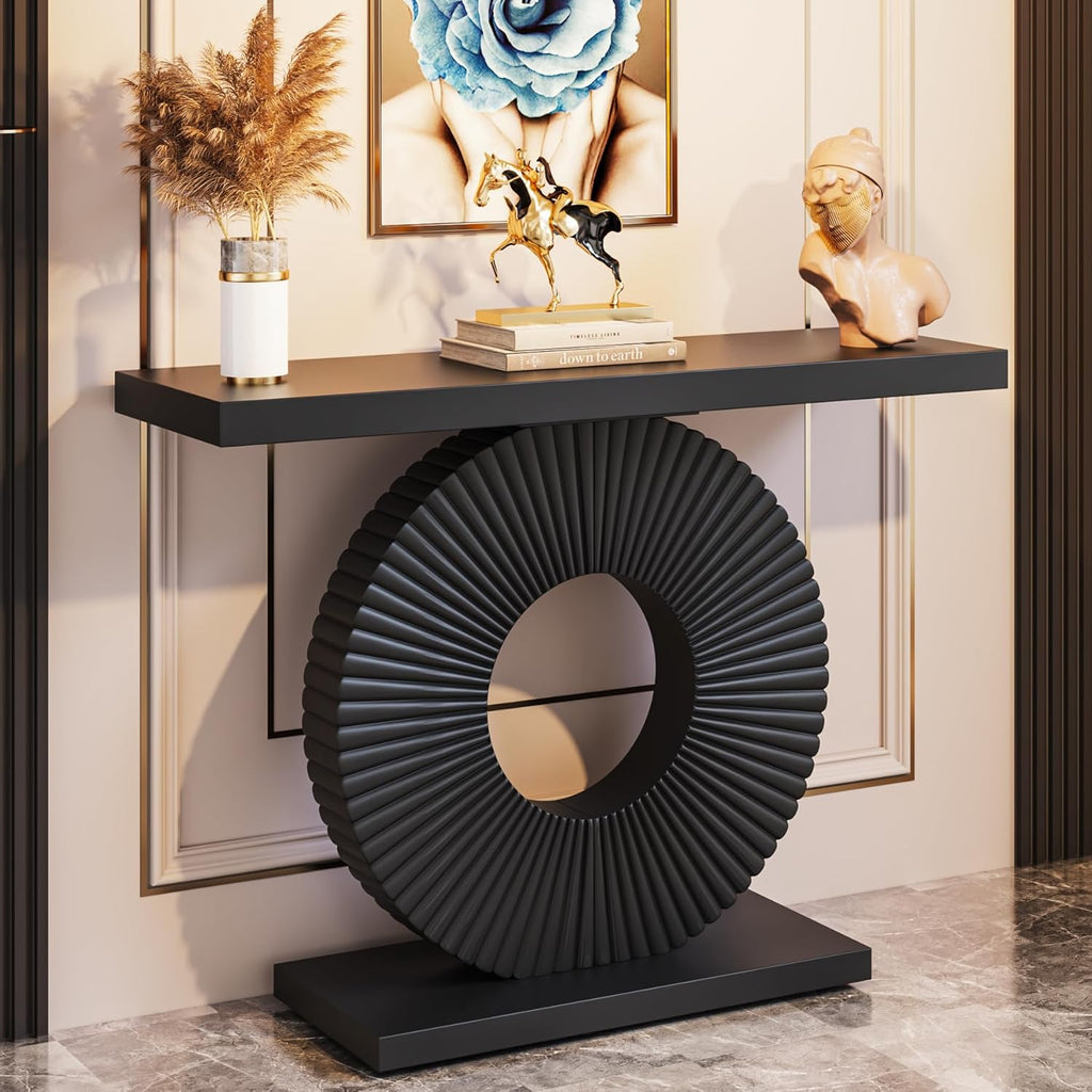 Tribesigns Modern Console Table with Geometric Base, 40 inch Wood Entryway Table Sofa Table Narrow