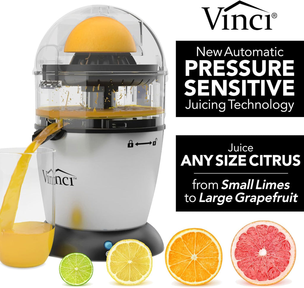 Vinci Hands Free Electric Citrus Juicer, 1-Button Juicer Machine, Orange Lime Grapefruit Lemon Squeezer