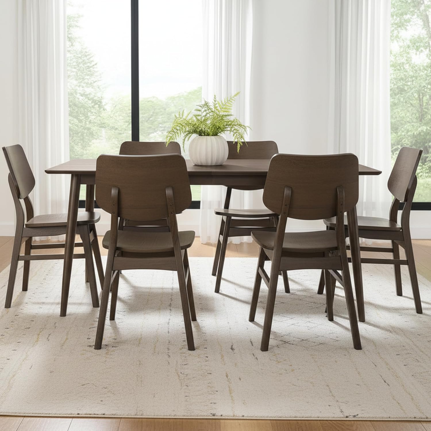 Alaterre Furniture Calais Dining – Mid Century Modern Dining Chairs Set of 6 - Solid Wood Chair Set with Armless Design - Mid Century