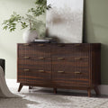 T4TREAM Fluted 6 Drawers Dresser, 54" Wide Modern Chest of Drawers