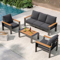 Aoxun Patio Furniture Set, 5 Piece Aluminum Patio Sets with 5" Thicken & Washable Cushion