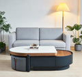 47" Lift Top Coffee Table with 4 Stools & Storage Drawers, Modern Multifunctional Convertible Center