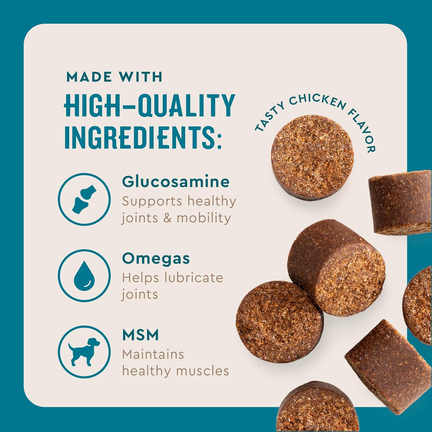 VetIQ Glucosamine Hip & Joint Supplement for Dogs, 180 Soft Chews, Joint Support Supplement with MSM and Krill