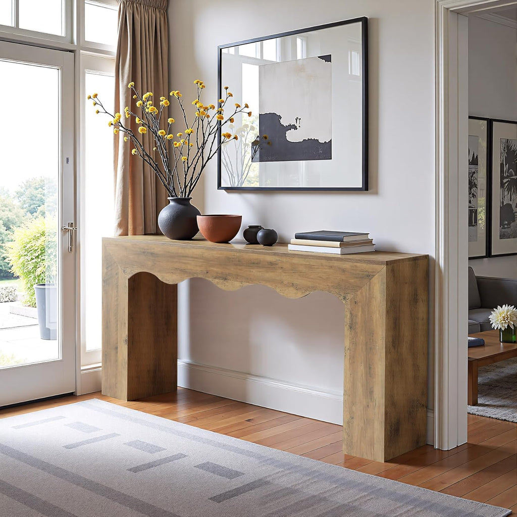 Tribesigns 63" Farmhouse Console Table, Wooden Couch Table Behind Sofa with Storage, Long Entryway