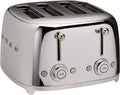 SMEG 4 Slice Toaster TSF03, Retro Stainless-Steel Toaster with Wide Slots for Bagels, 6 Browning Levels