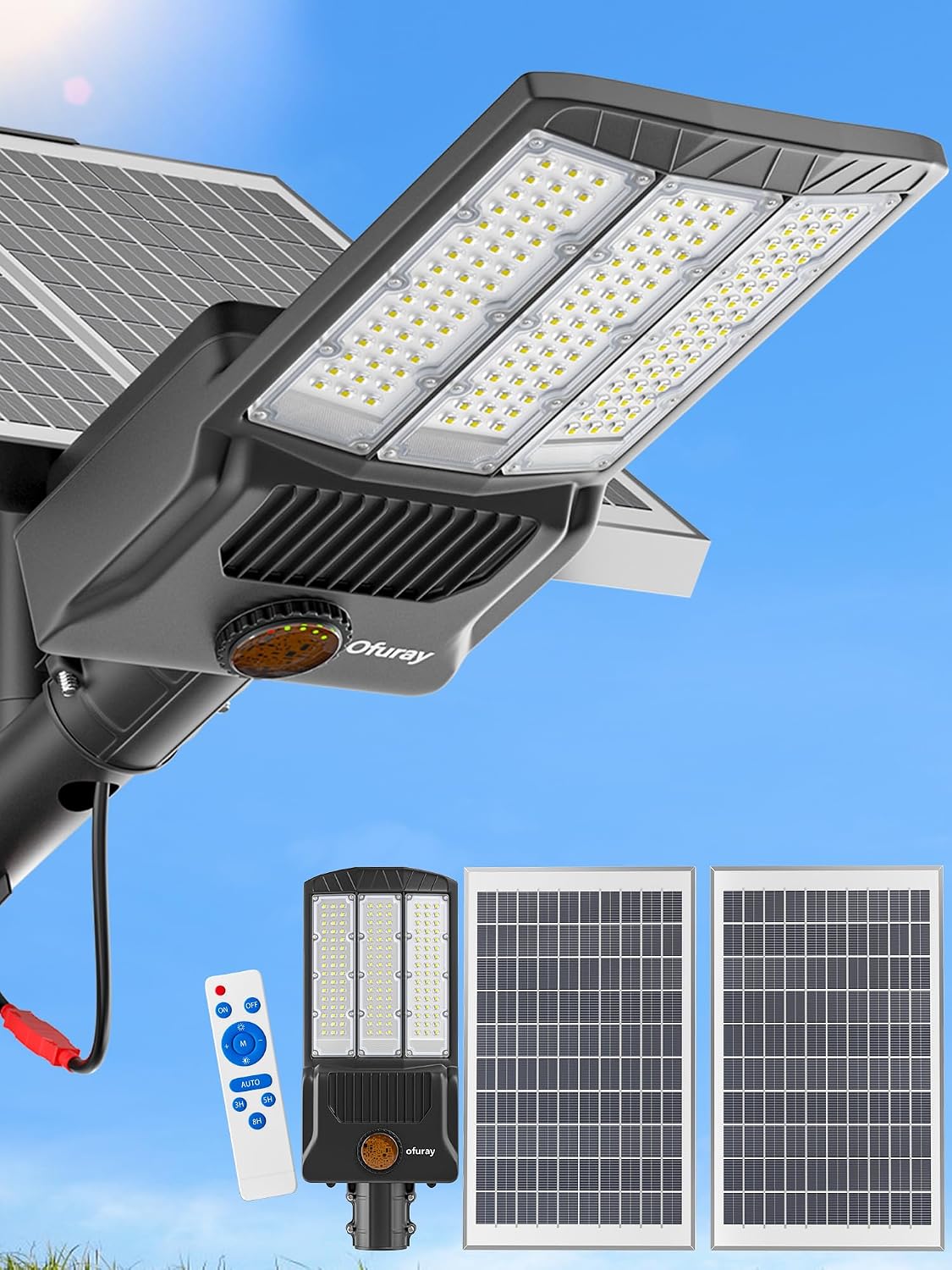 Of-9800W Solar Street Lights Outdoor, 750000Lm Solar Parking Lot Lights Commercial Dusk to Dawn