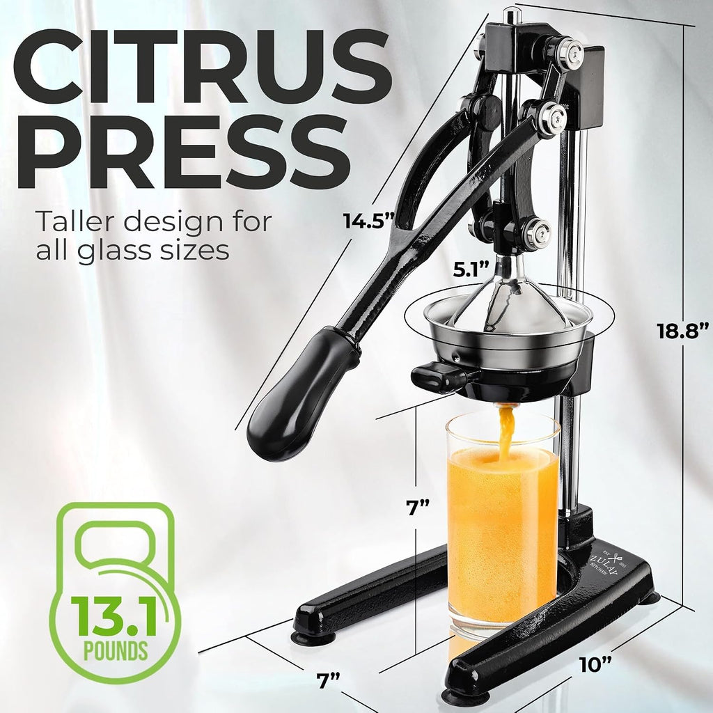 Zulay Kitchen Pulperizer 9 in 1 Cast Iron Juicer - Easy-to-Clean Heavy-Duty Manual Juicer with Presser
