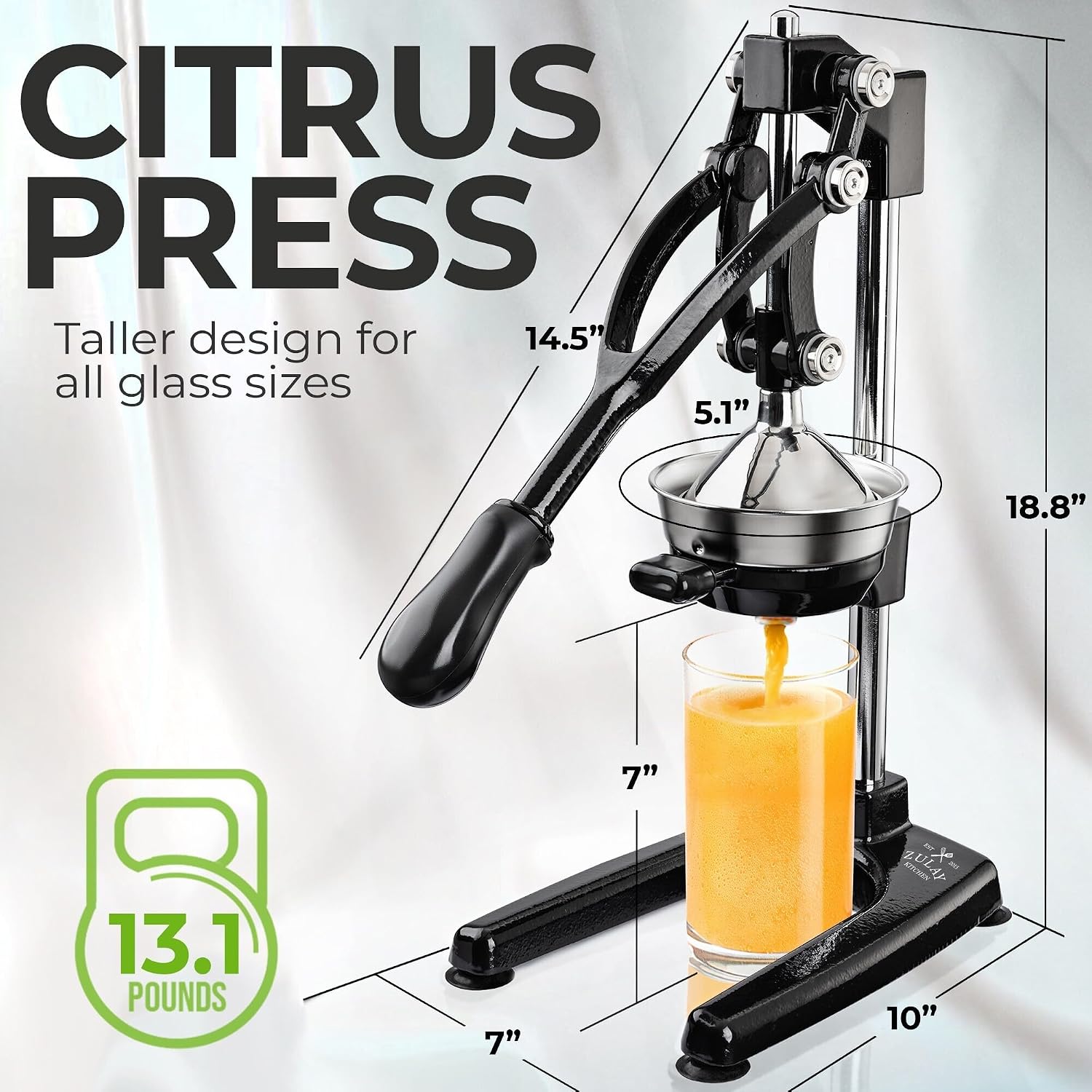 Zulay Kitchen Pulperizer 9 in 1 Cast Iron Juicer - Easy-to-Clean Heavy-Duty Manual Juicer with Presser