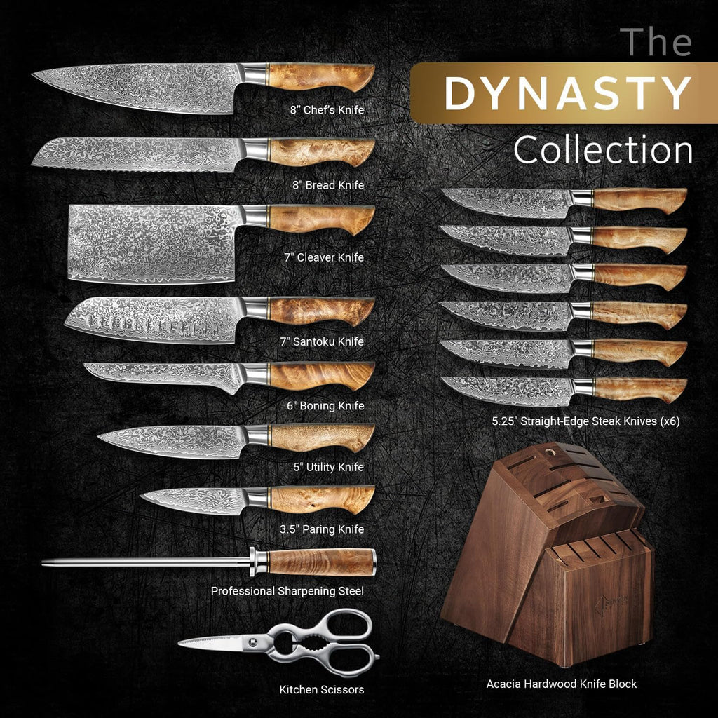 SENKEN 16-Piece Damascus Knife block Set