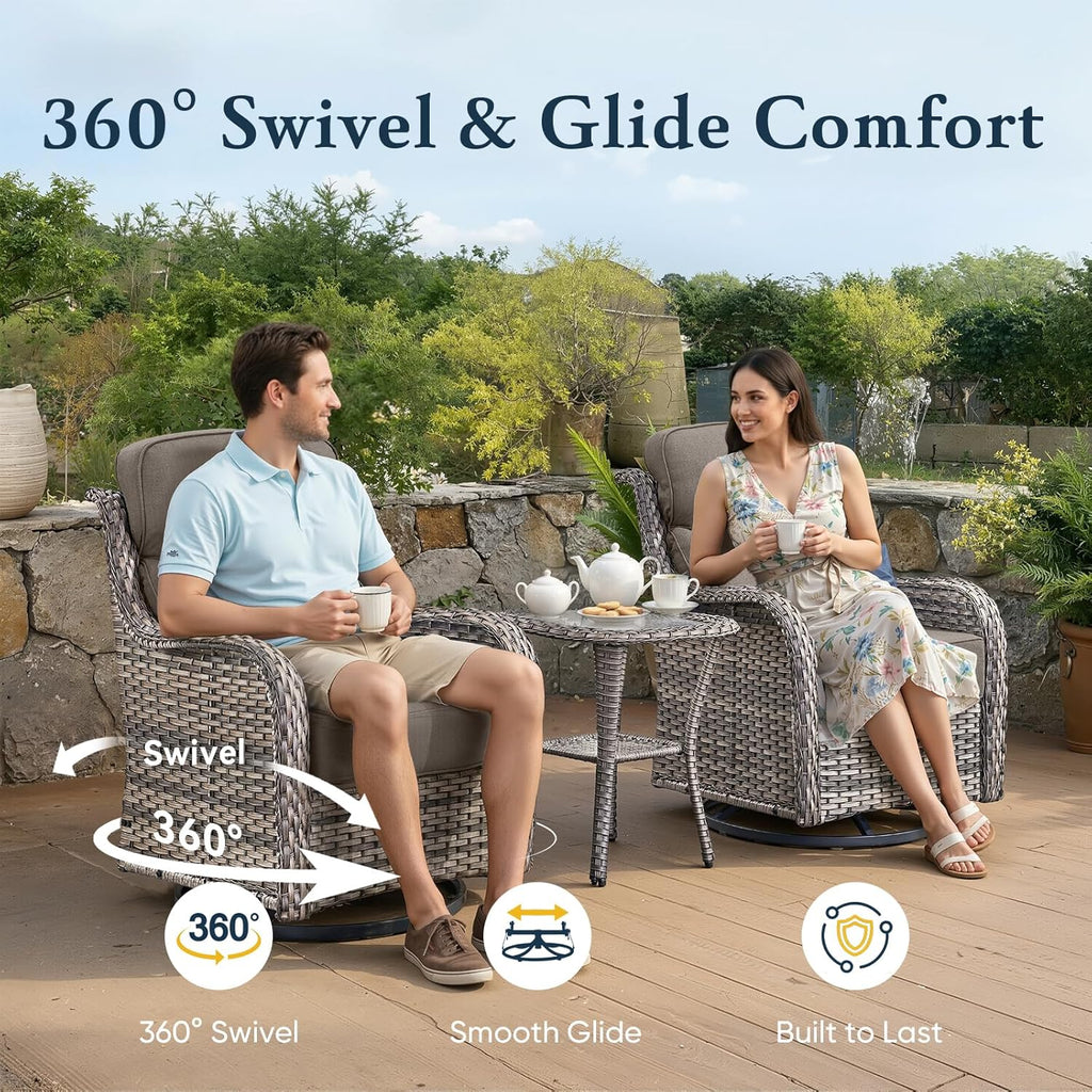 Luxury 6" Thick Cushioned 10 Pieces Patio Furniture Set with Outdoor Couch, Wicker Outdoor Conversation Set