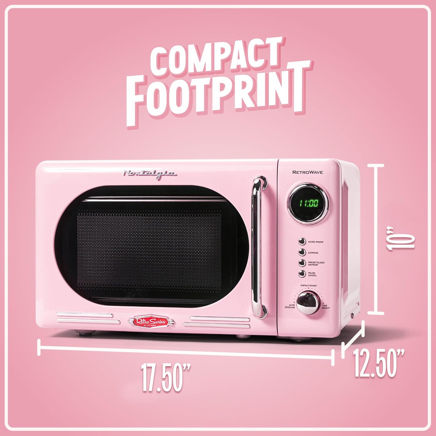 Nostalgia Countertop Microwave Oven with Easy Clean Interior -