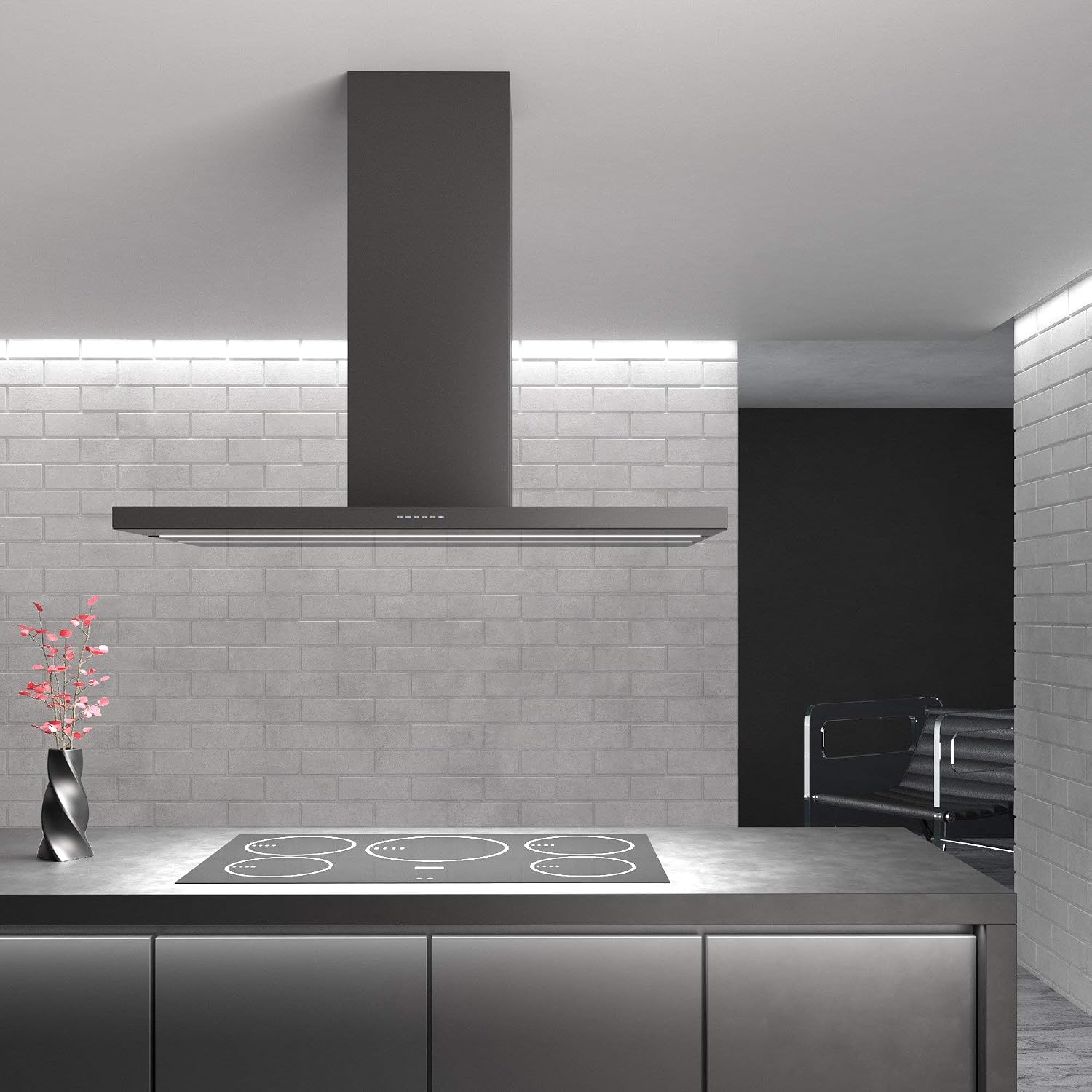 Futuro Futuro Range Hood 36" 940-CFM | Viale Black | Island-Mount Stainless Steel Vent Hood