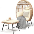 YITAHOME Accent Living Room Egg Chair w/ 2-in-1 Ottoman, Wicker Oversized Basket Chair