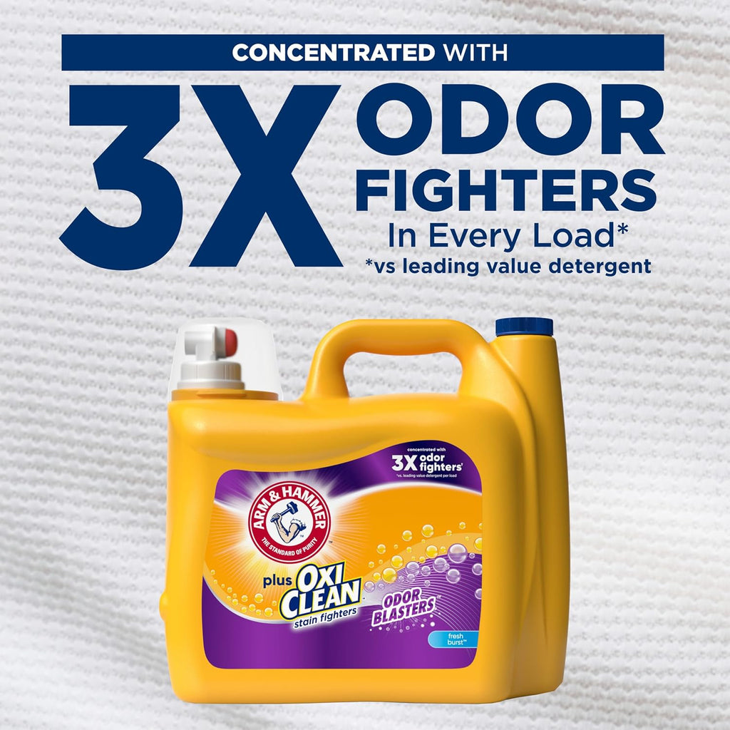 ARM & HAMMER Plus OxiClean with Odor Blasters Liquid Laundry Detergent, Laundry Odor Remover