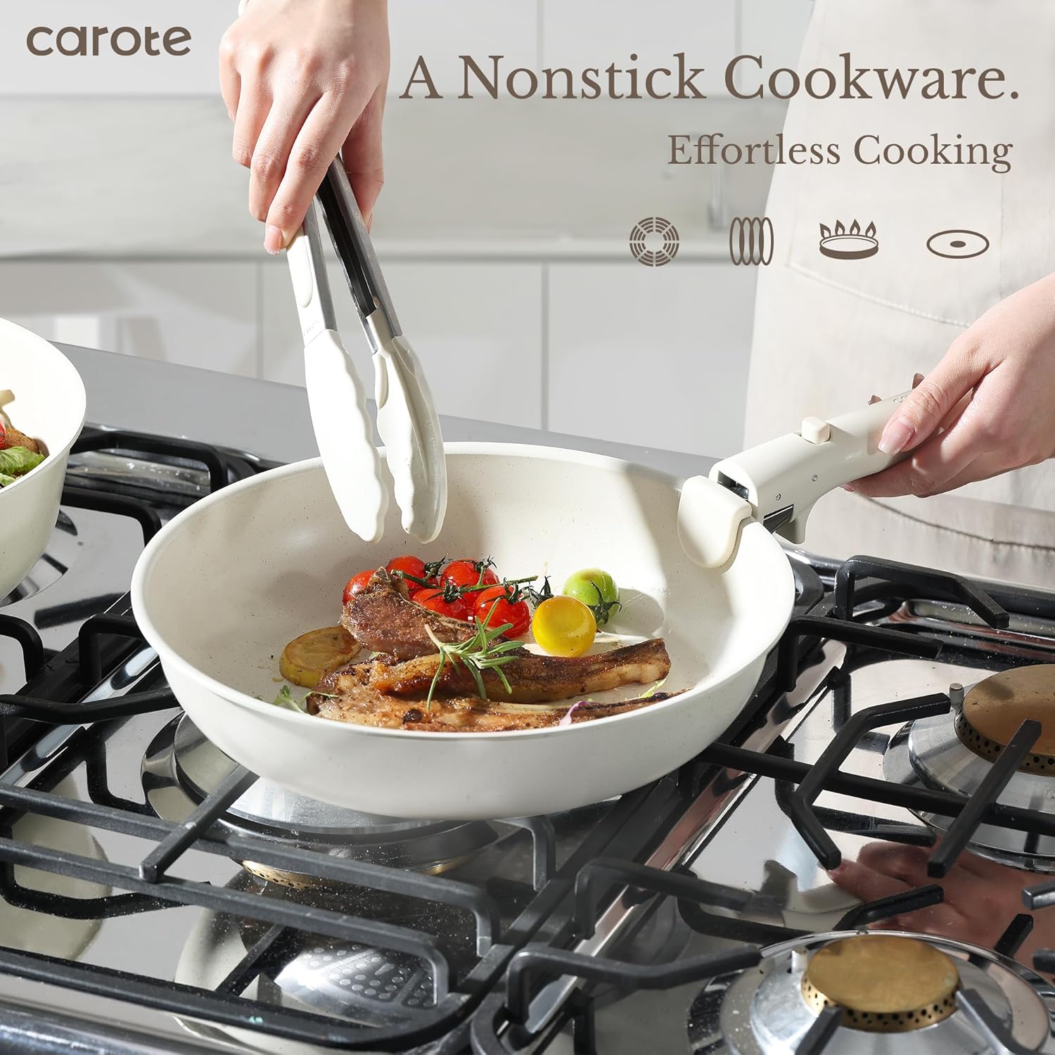 CAROTE 19pcs Pots and Pans Set, Nonstick Cookware Set Detachable Handle