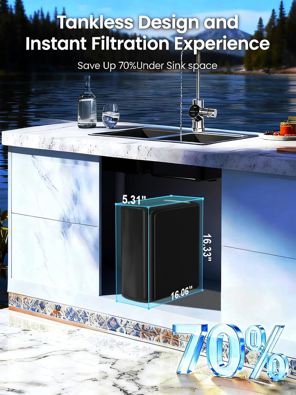Cobectal K8B Reverse Osmosis Water Filter System, Under Sink RO Water Filtration System