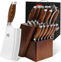 Knife Block Set 17-piece Knife Set with Wooden Block - German Steel