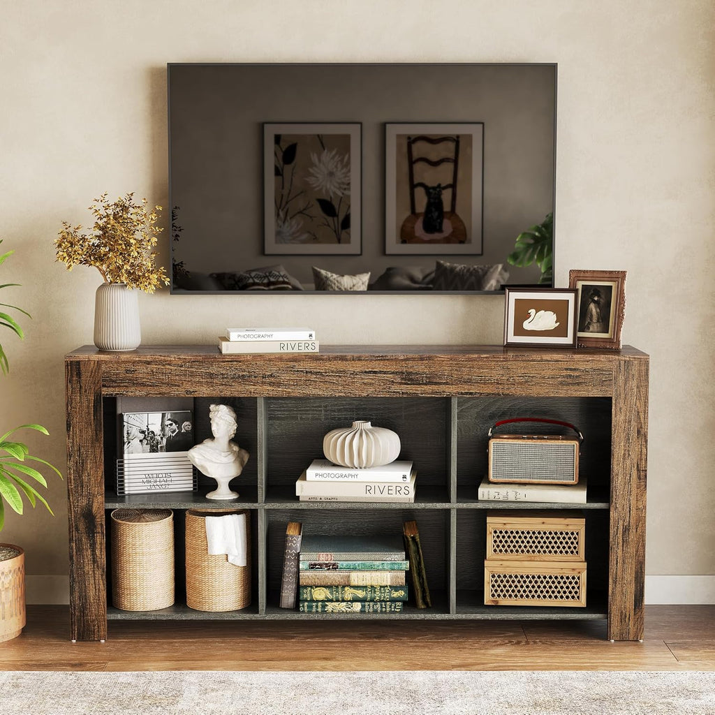 LITTLE TREE TV Stand with Storage, 63-Inch Entertainment Center with Shelves, Modern
