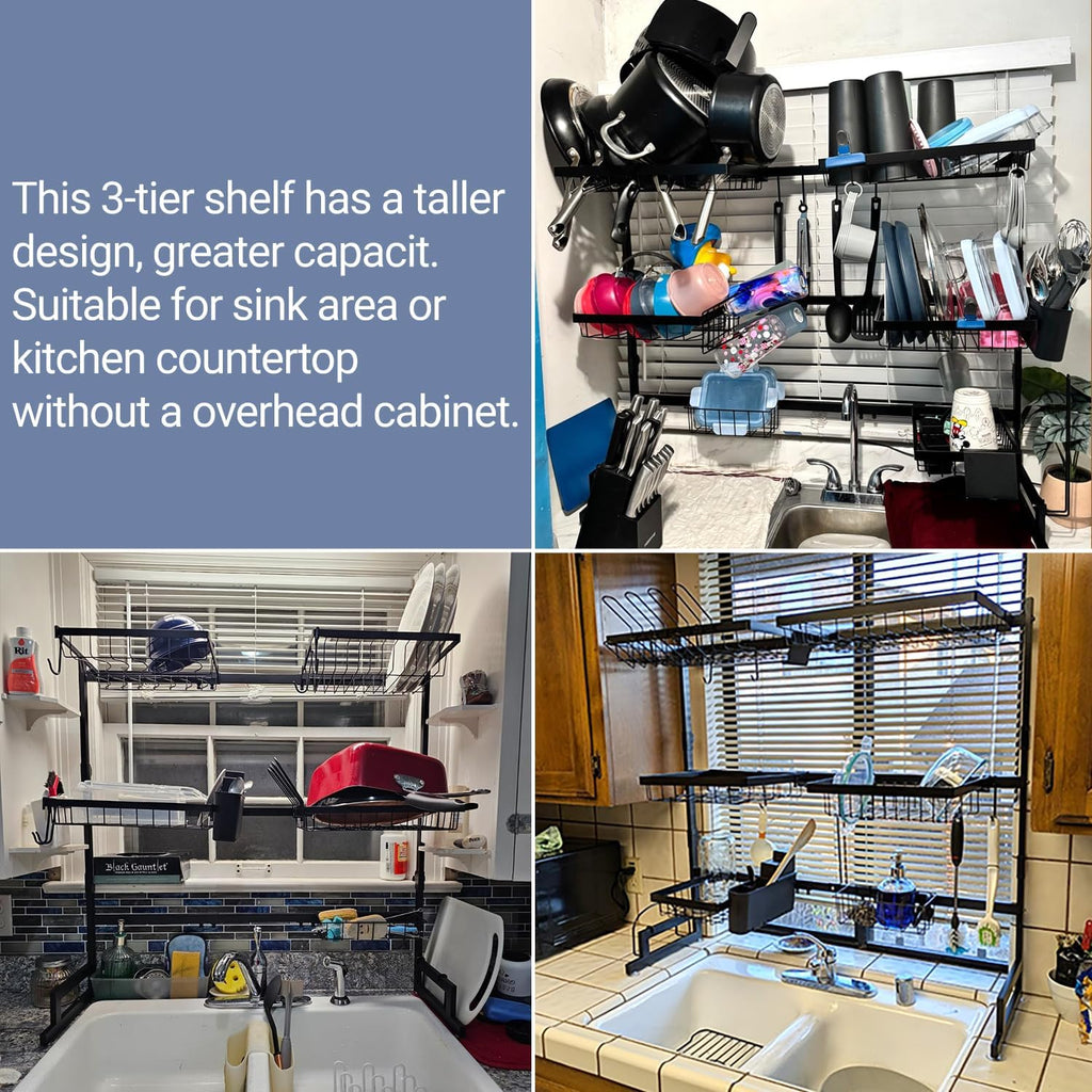 ADBIU Over The Sink Dish Drying Rack (Expandable Height and Length)