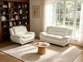 Faux Leather Sectional Sofa Set, Contemporary Living Room Furniture Set, 2-Piece Loveseat and Chair Set