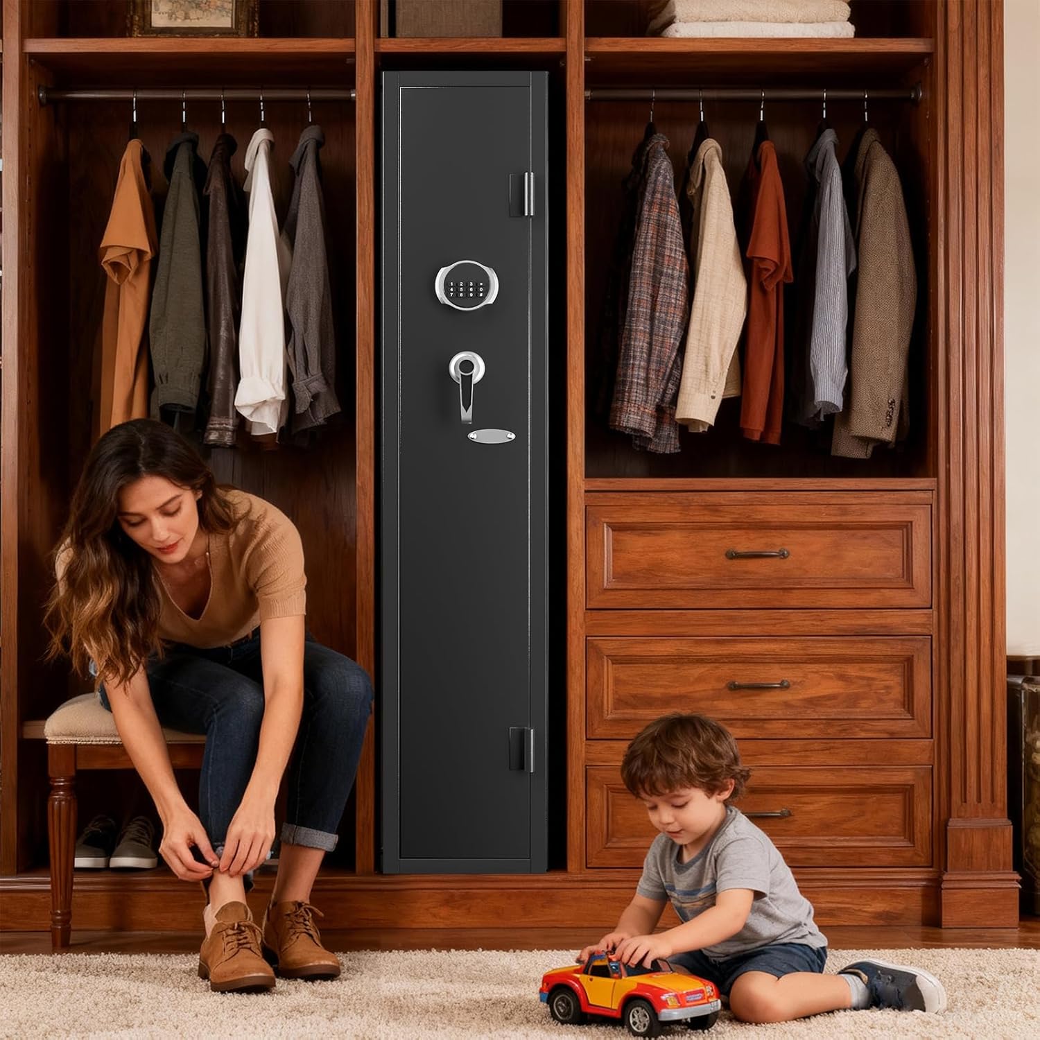 KAER 2-3 Gun Safe for Rifles and Pistols,Assembled Rifle Safe for Home | Long Gun Cabinet for Shotguns