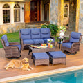 7-Piece Luxury Patio Furniture Set with 6" Thick Cushions, Weather-Resistant Wicker High Back Swivel