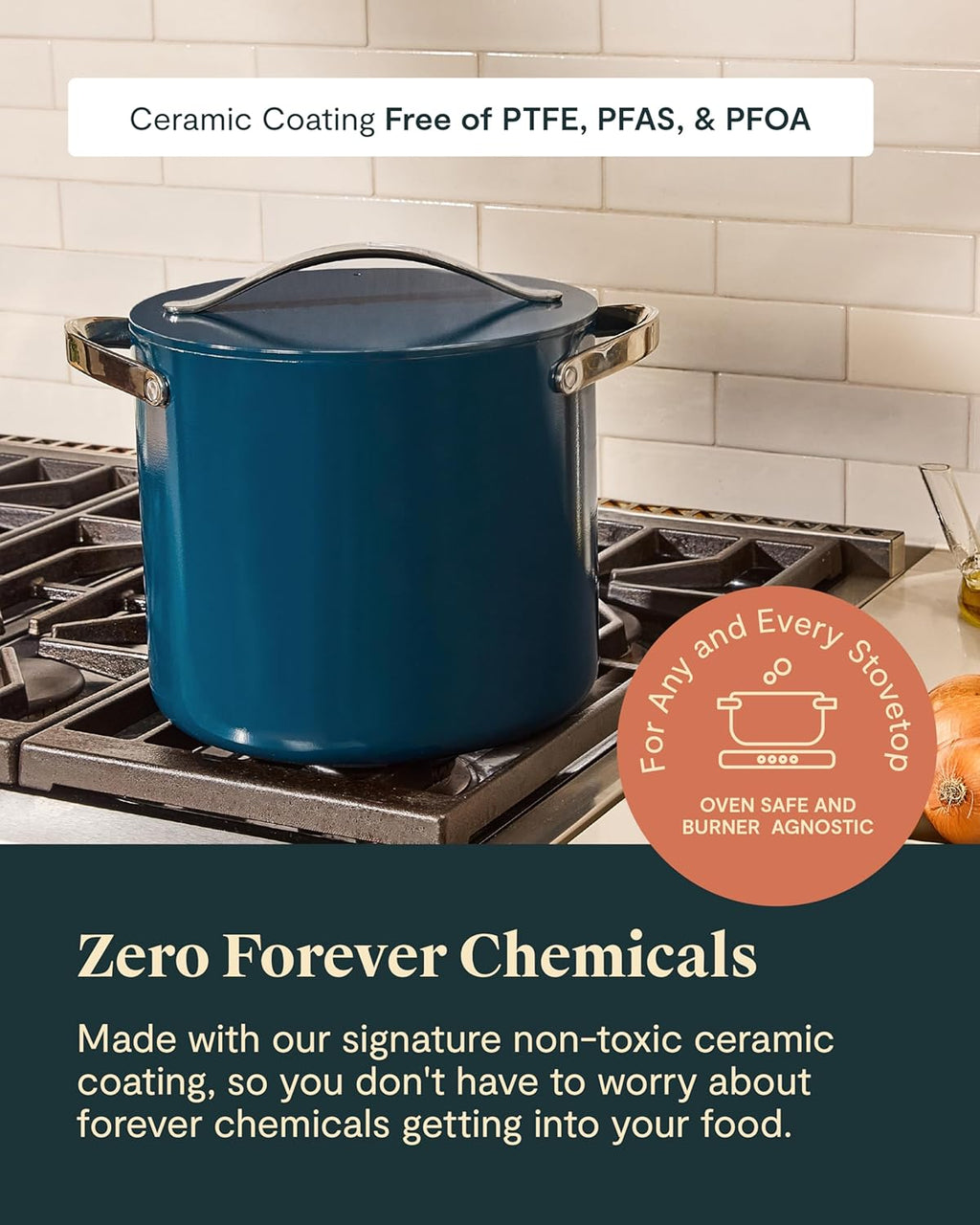 Caraway Stock Pot - 12 Qt Ceramic Coated With Lid