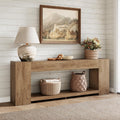 86-Inch Extra Long Console Table for Entryway, Farmhouse Sofa Table Behind Couch Wooden, 2-Tier Entry
