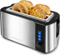 Elite Gourmet ECT-3100 4-Slice Long Slot Toaster | Extra Wide Slots for Bagels, Sourdough & Texas Toast